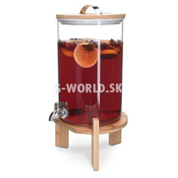 7 litrový sklenený zásobník na nápoje s kohútikom a stojanom