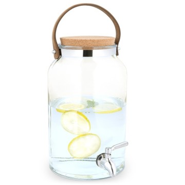 5,6 litrový sklenený zásobník na nápoje s kohútikom a korkovým uzáverom – Navaris