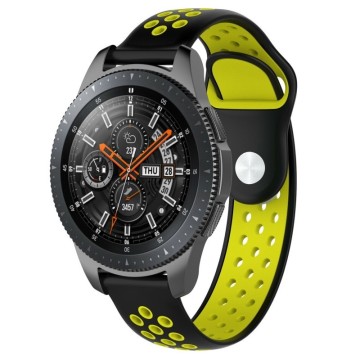Silikónový remienok (šírka 22mm) – čierno-zelená – Huawei Watch GT / GT2 / Samsung Watch 46mm / Gear S3 / Vivoactive 4