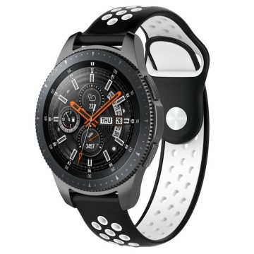 Silikónový remienok (šírka 22mm) – čierno-biela – Huawei Watch GT / GT2 / Samsung Watch 46mm / Gear S3 / Vivoactive 4