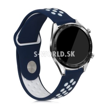 Silikónový remienok (šírka 22mm) – Tip – modro-biela – Samsung Gear S3